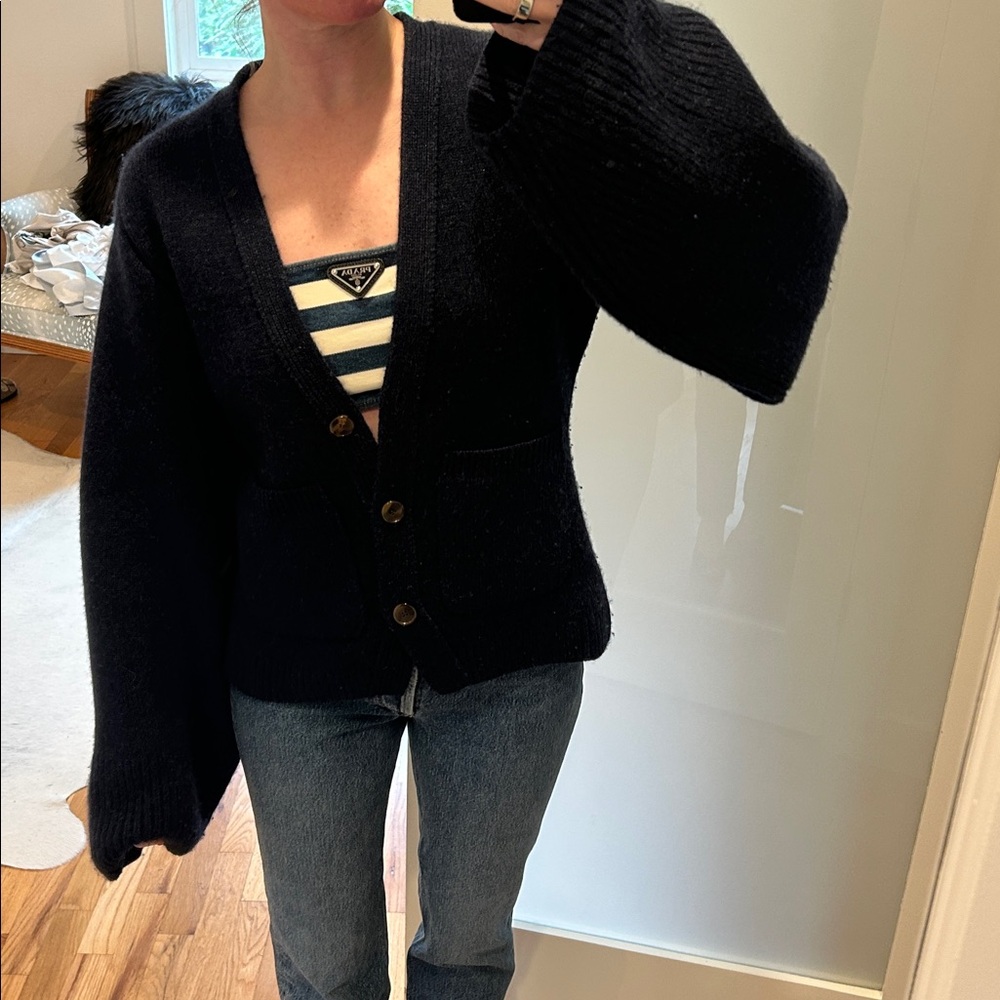 Khaite Scarlet Cardigan in Blue Abyss - Picture 3 of 16
